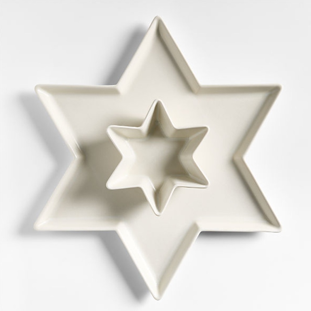 New! Crate&Barrel Cream Star-Shaped Serving Platter Set